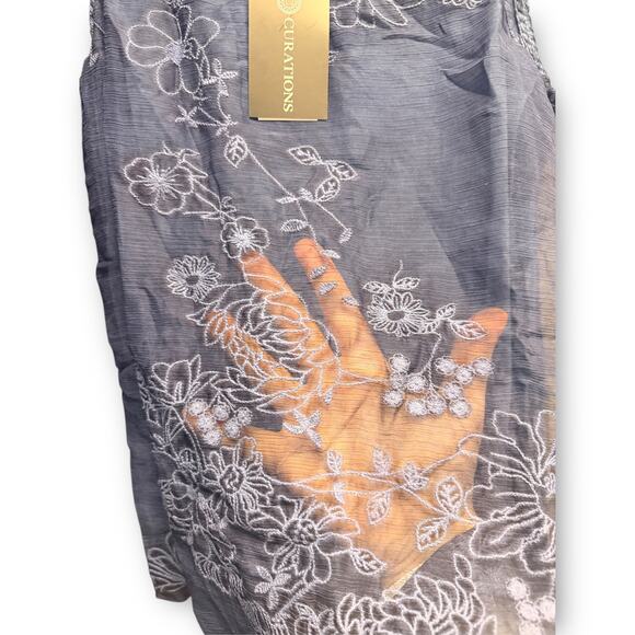 NWT Curations Embroidered Sheer Overlay Tank S - Picture 5 of 9